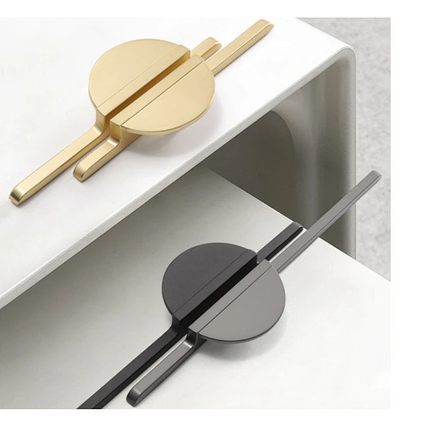 High quality Modern simple semi-circle  gold black handle Nordic cabinet drawer wardrobe zinc alloy handle