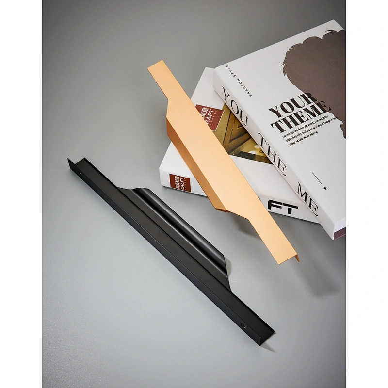 Ollie Furniture Drawer cabinet Handles Profile Furniture Edge Handles Aluminum Kitchen Cabinet Door Black Furniture Handle