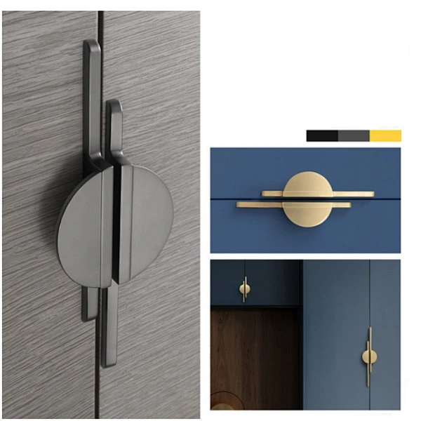 High quality Modern simple semi-circle  gold black handle Nordic cabinet drawer wardrobe zinc alloy handle