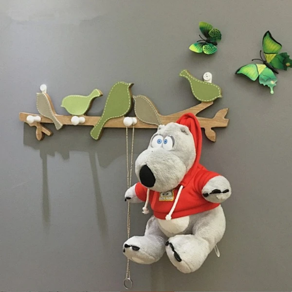 Creative wooden bird coat hook Fitting room wall hook doorway wall bag coat hook