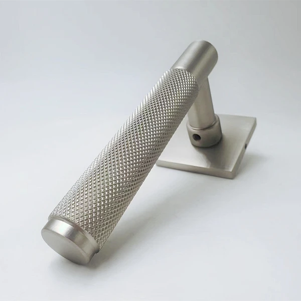 Modern Style ROUND Square Hidden Door Handles Interior steel iron Lever Wooden Door Handles with Lock