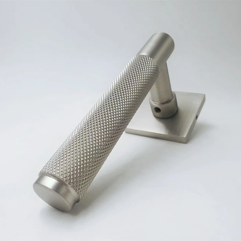 Modern Style ROUND Square Hidden Door Handles Interior steel iron Lever Wooden Door Handles with Lock