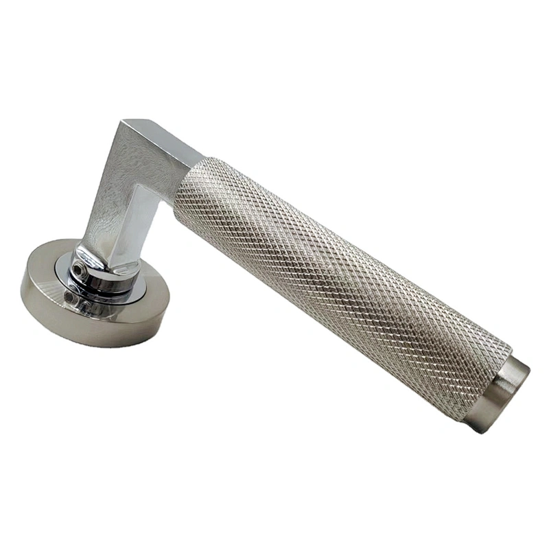 Knurled aluminum square lock privacy door handle for security front main door handle furniture