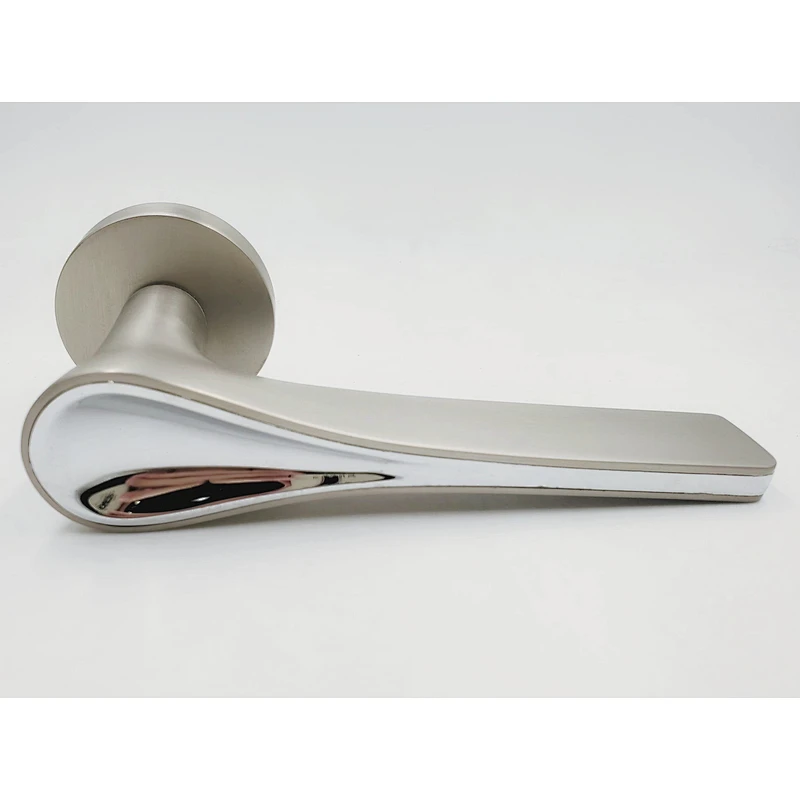 Privacy Door Lever Set with Round Rosette Aluminum Modern Door Handles Room Handle Lock Simple Door Handle Lock
