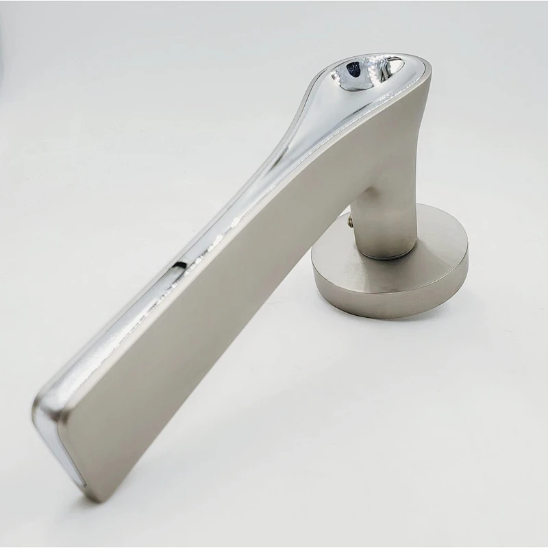 Privacy Door Lever Set with Round Rosette Aluminum Modern Door Handles Room Handle Lock Simple Door Handle Lock