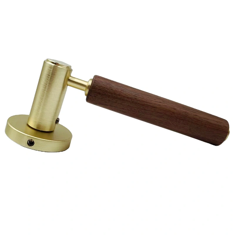 Real wood handle aluminum lock modern wood color door handle for front privacy door