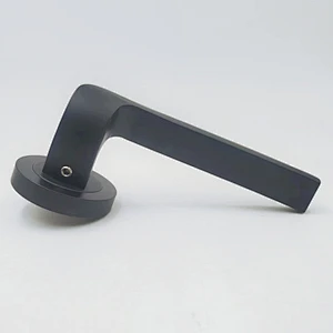 Brushed aluminum alloy zinc rosette wooden door handle lock privacy door handle