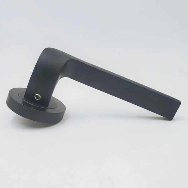 Brushed aluminum alloy zinc rosette wooden door handle lock privacy door handle