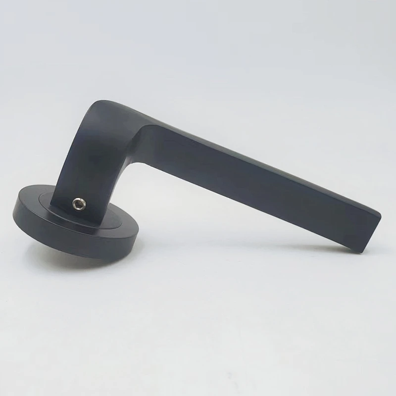 Brushed aluminum alloy zinc rosette wooden door handle lock privacy door handle