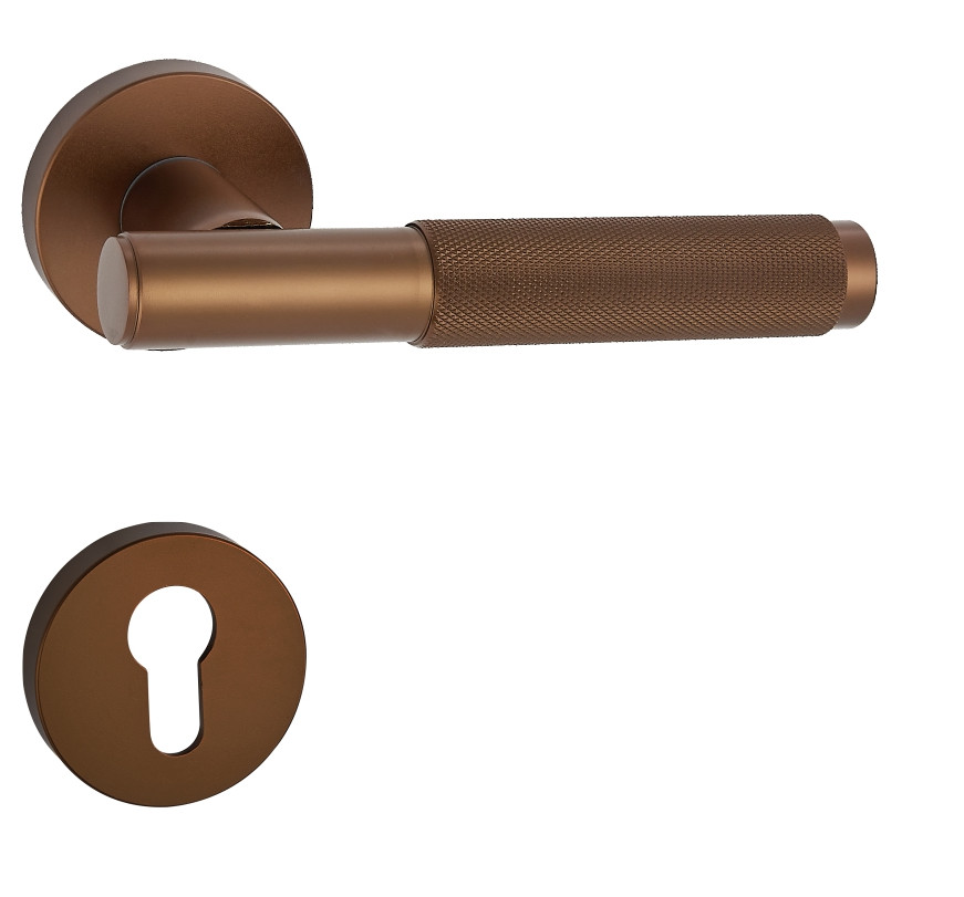 Factory customize knurled zinc aluminum inner wooden door handle hotel lock privacy door handle