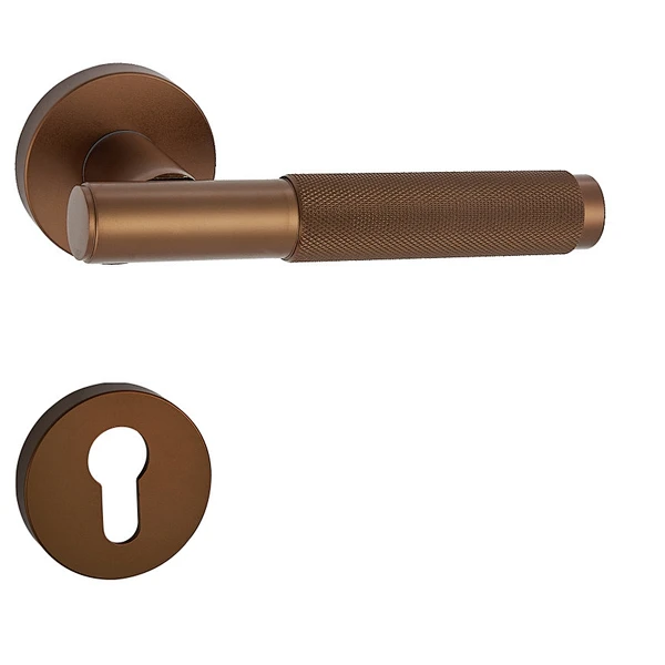 Factory customize knurled zinc aluminum inner wooden door handle hotel lock privacy door handle