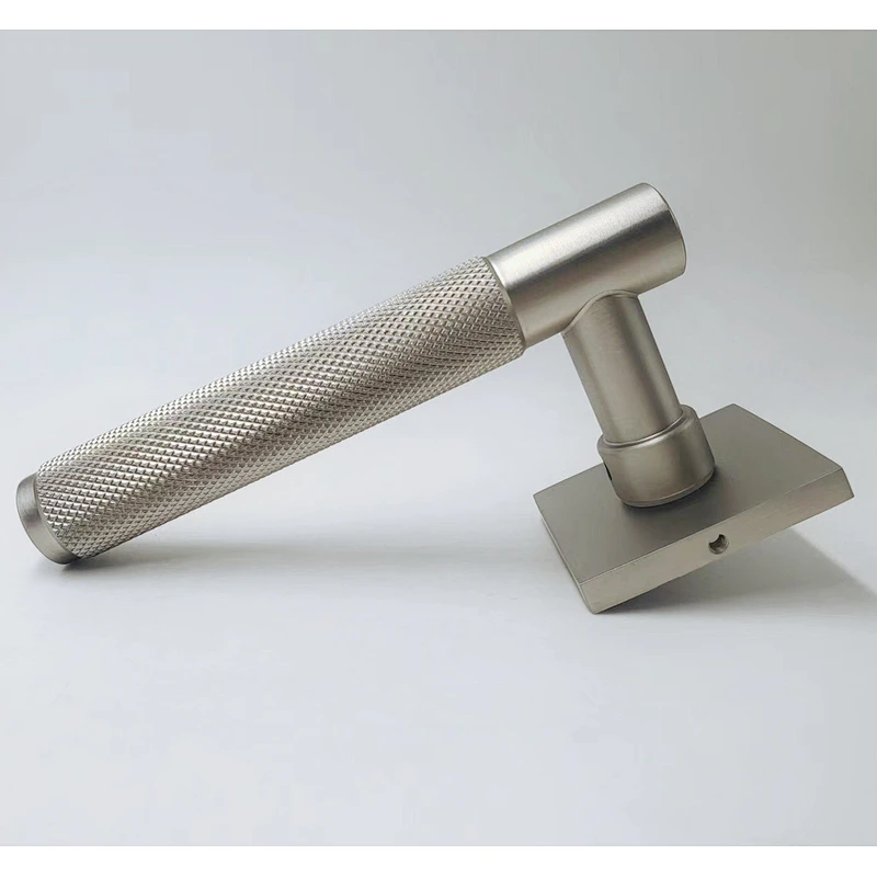 Modern Style ROUND Square Hidden Door Handles Interior steel iron Lever Wooden Door Handles with Lock