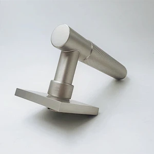 Modern Style ROUND Square Hidden Door Handles Interior steel iron Lever Wooden Door Handles with Lock