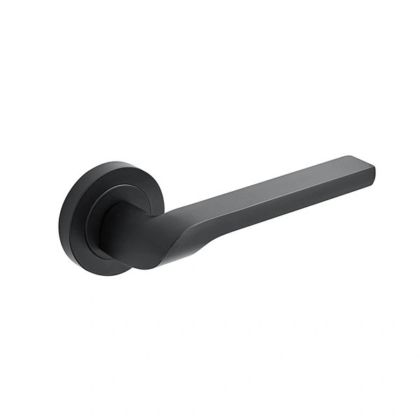 Brushed aluminum alloy zinc rosette wooden door handle lock privacy door handle