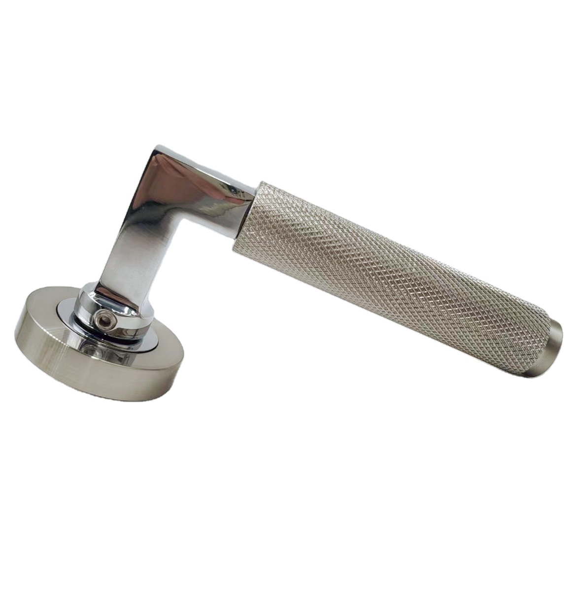 Knurled aluminum square lock privacy door handle for security front main door handle furniture