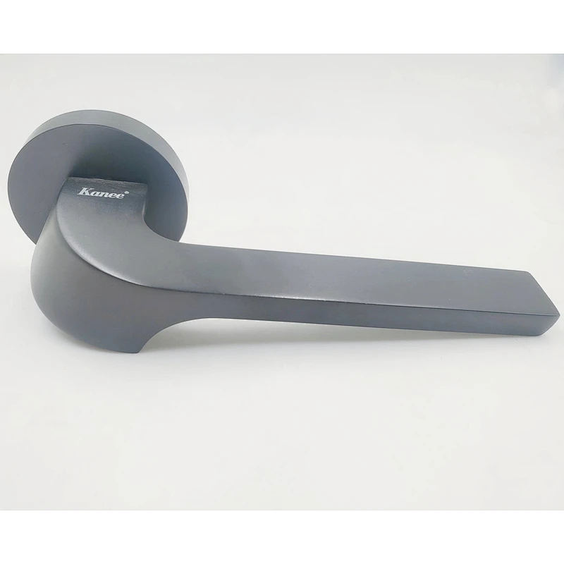 Factory price modern interior cheap black golden aluminum wood door levers handle type with lock used in hotel home and bedroom