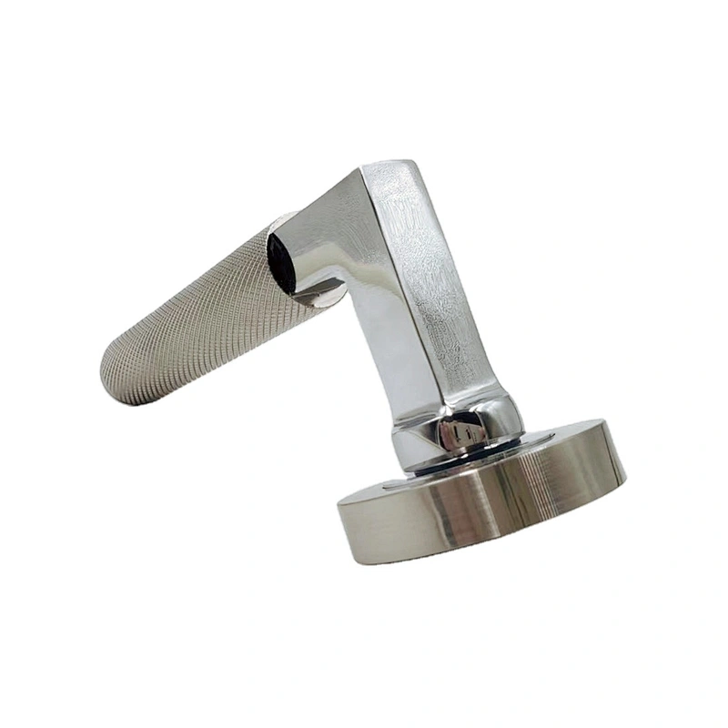 Knurled aluminum square lock privacy door handle for security front main door handle furniture