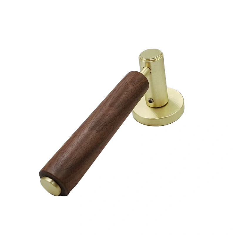 Real wood handle aluminum lock modern wood color door handle for front privacy door