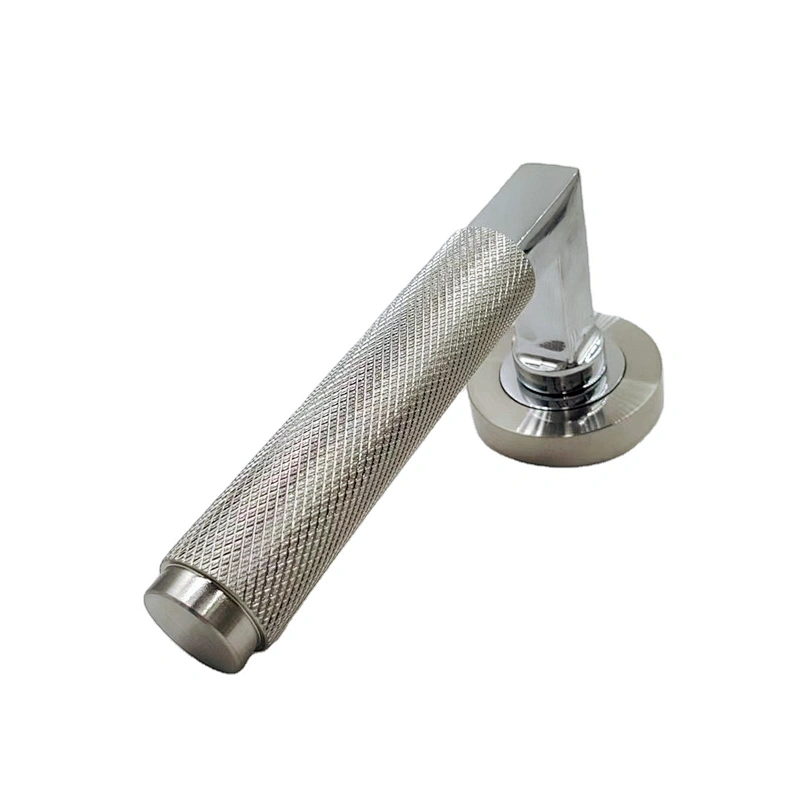 Knurled aluminum square lock privacy door handle for security front main door handle furniture