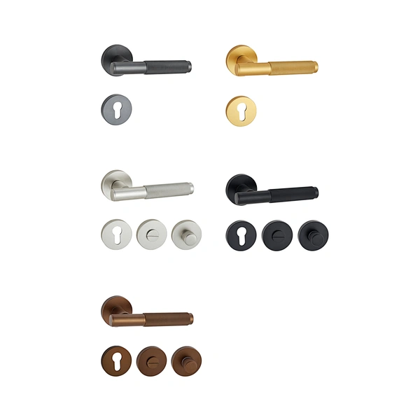 Factory customize knurled zinc aluminum inner wooden door handle hotel lock privacy door handle