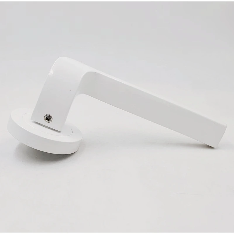Brushed aluminum alloy zinc rosette wooden door handle lock privacy door handle