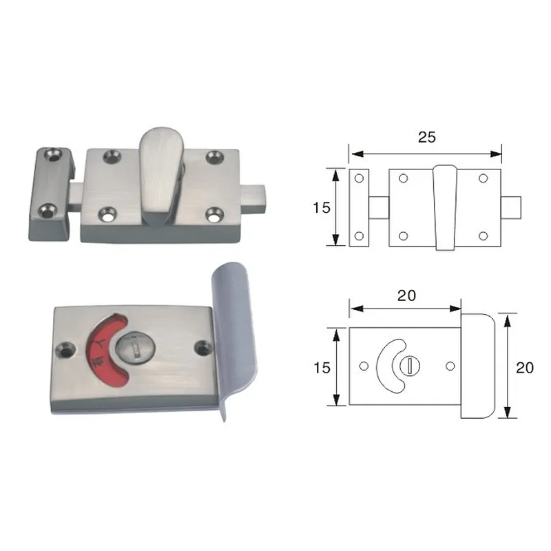 Zinc alloy SN CP Bathroom Accessories Stainless Steel Washroom Indicator Thumb Turn Toilet Door Lock