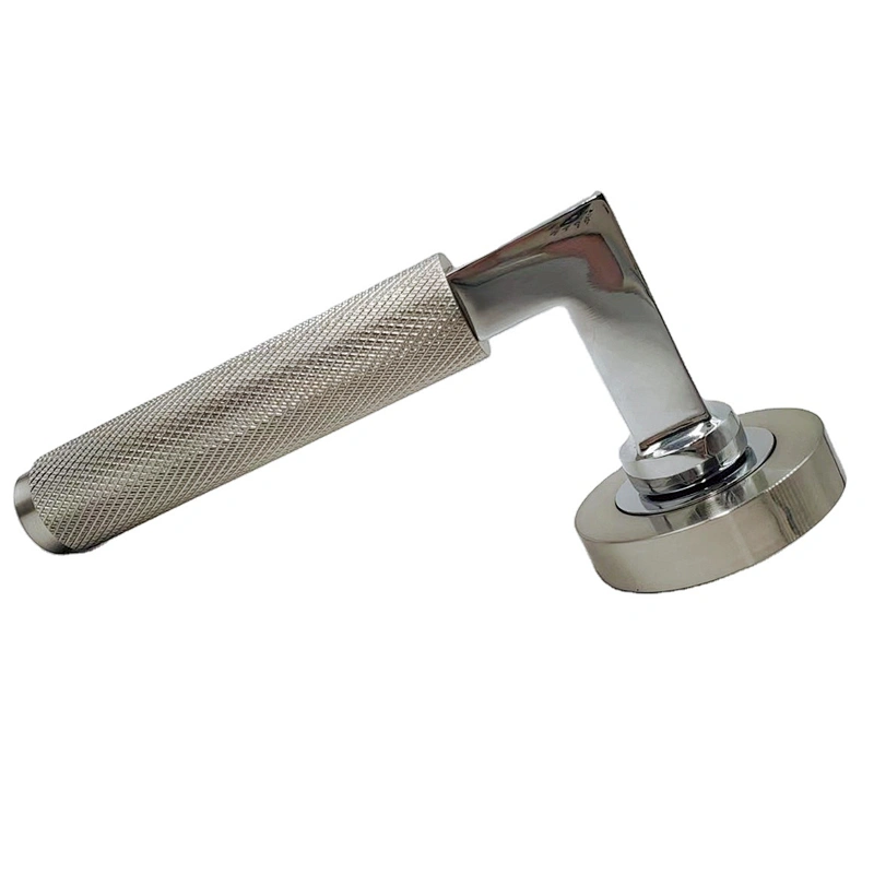 Knurled aluminum square lock privacy door handle for security front main door handle furniture