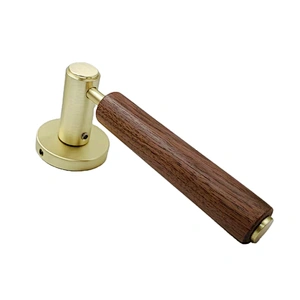 Real wood handle aluminum lock modern wood color door handle for front privacy door