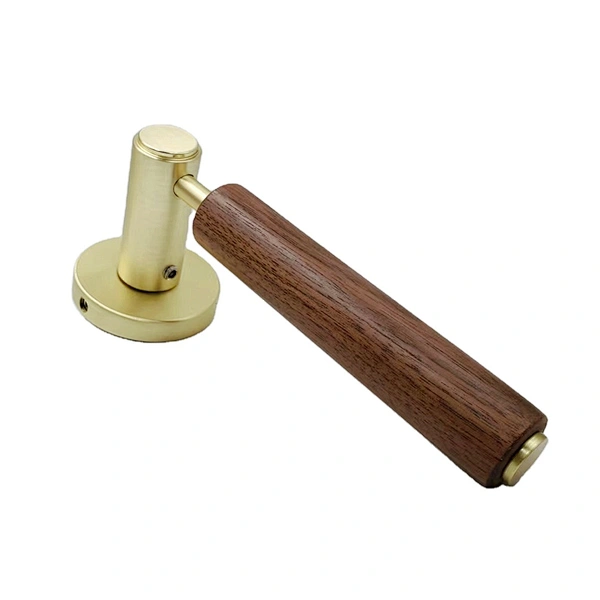 Real wood handle aluminum lock modern wood color door handle for front privacy door