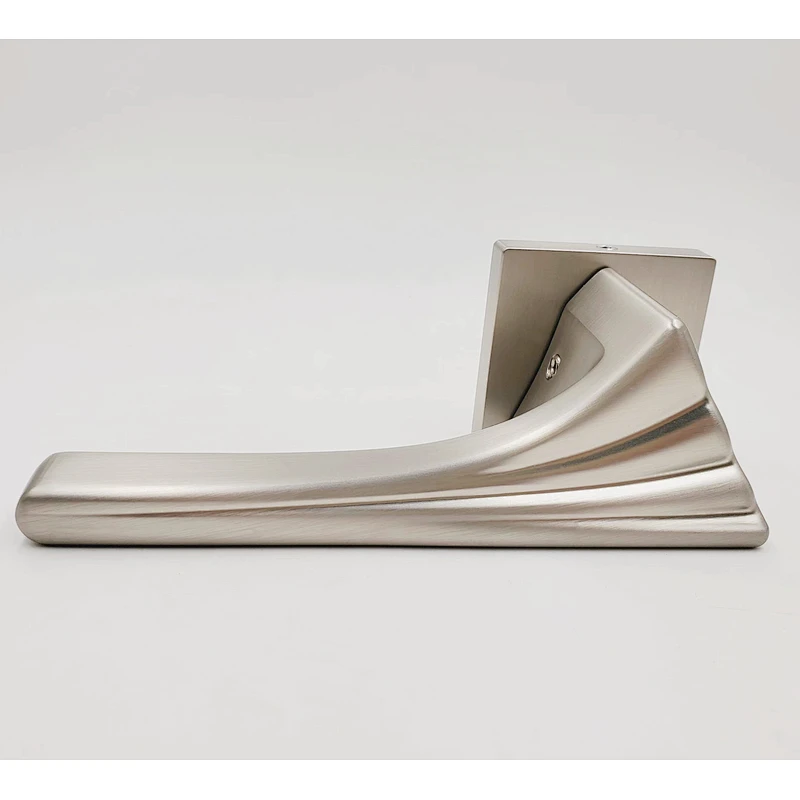 Satin finished Square Rosette Lever Door Handle for Office Building Apartment Doors handle