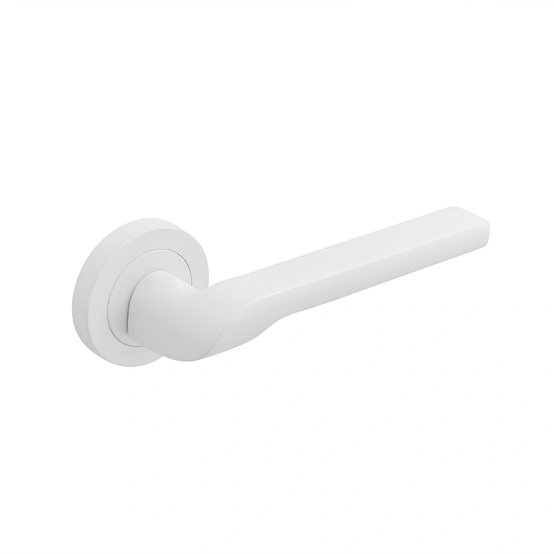 Brushed aluminum alloy zinc rosette wooden door handle lock privacy door handle