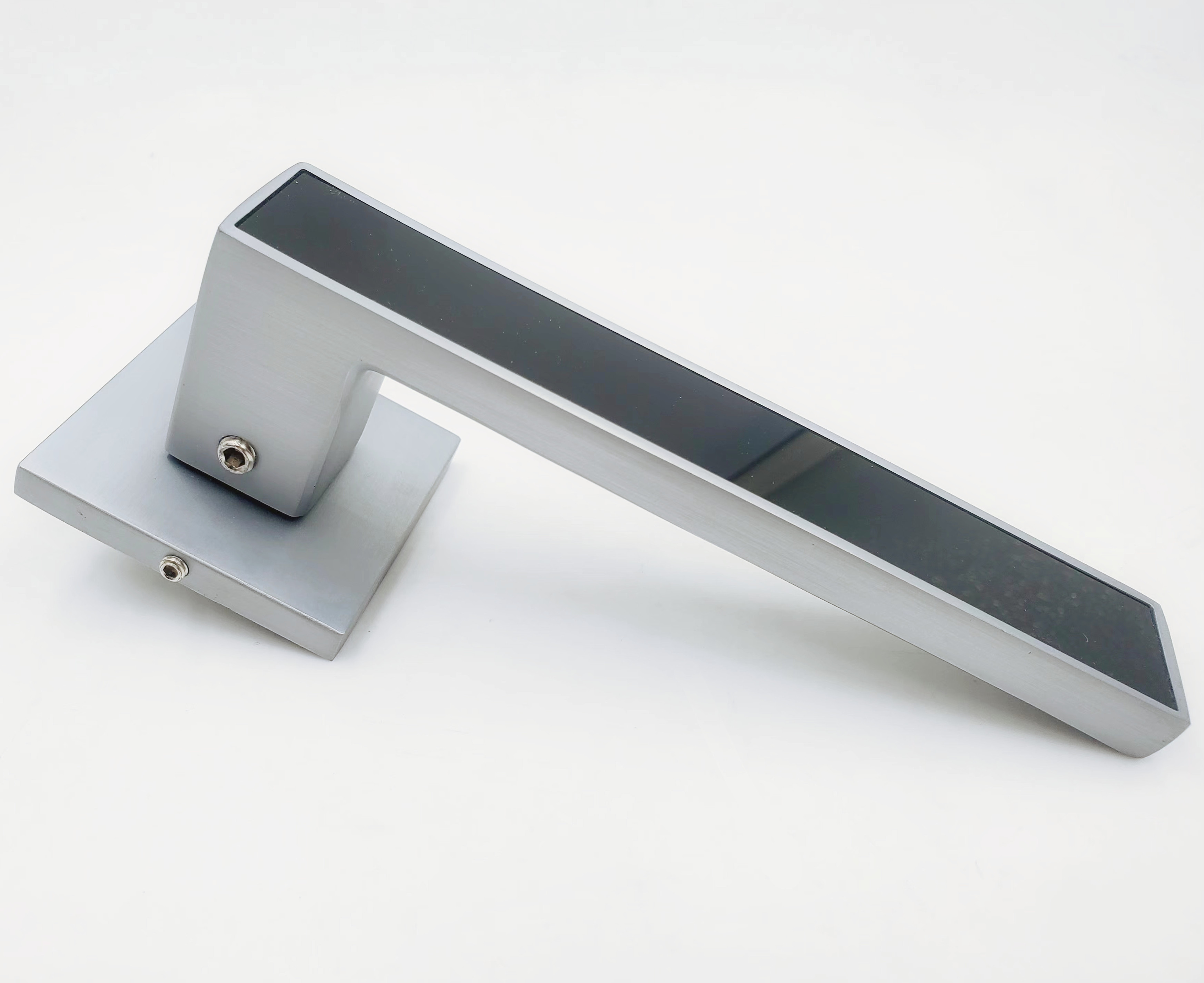 Mirror finished aluminum heavy duty wooden door handle lock privacy door handle