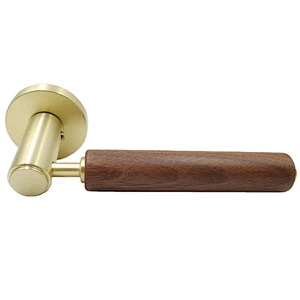Real wood handle aluminum lock modern wood color door handle for front privacy door