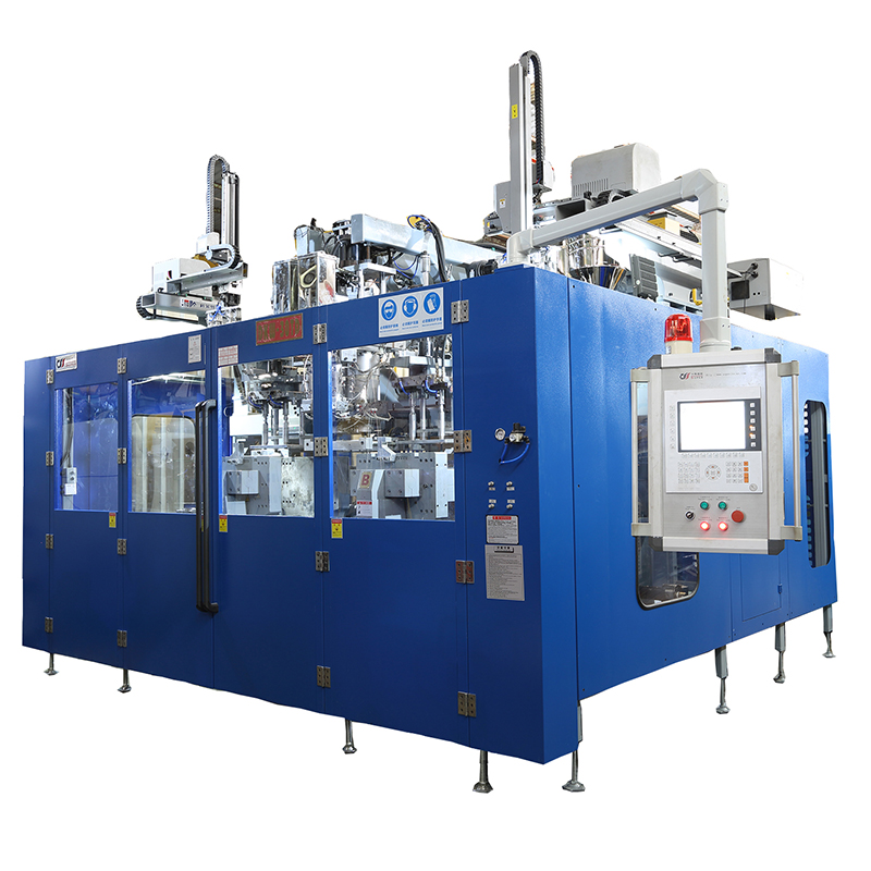 Automatic blow molding machinery for manufacturing plastic bottles and plastic auto parts.