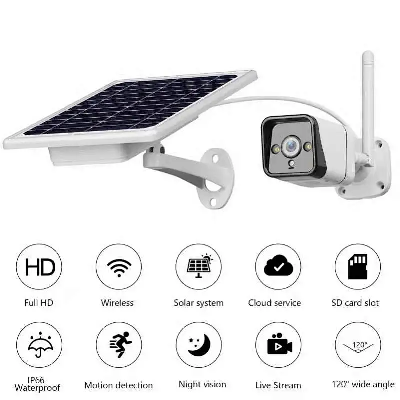 Tuya Solar Power outdoor Waterproof IP67 Wireless WiFi 1080P IP network Camera for home security