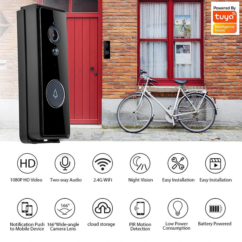 1080P Tuya WiFi Wireless Outdoor IP65 Smart Video Doorbell