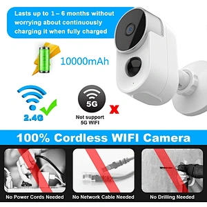 Tuya Battery Powered outdoor Waterproof IP65 Wireless WiFi 1080P IP network Camera