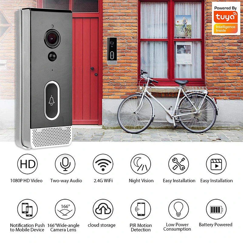 1080P Tuya WiFi Wireless Outdoor IP65 Smart Video Doorbell