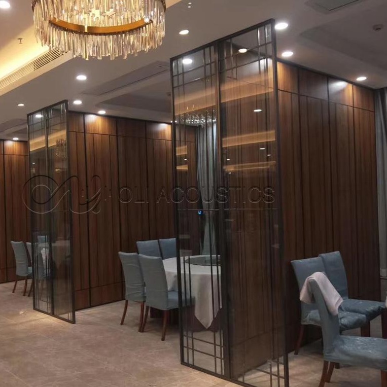 80mm Wooden Grain Movable Paritition For Restaurant