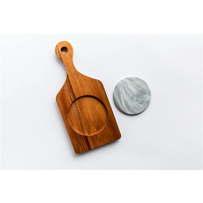 Special kitchen supplies food dinner plate marble gray solid wood dinner plate polygon dinner plate round marble tray removable