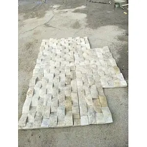 White Quartzite Wave Format stone veneer sheet/stacked stone wall cladding