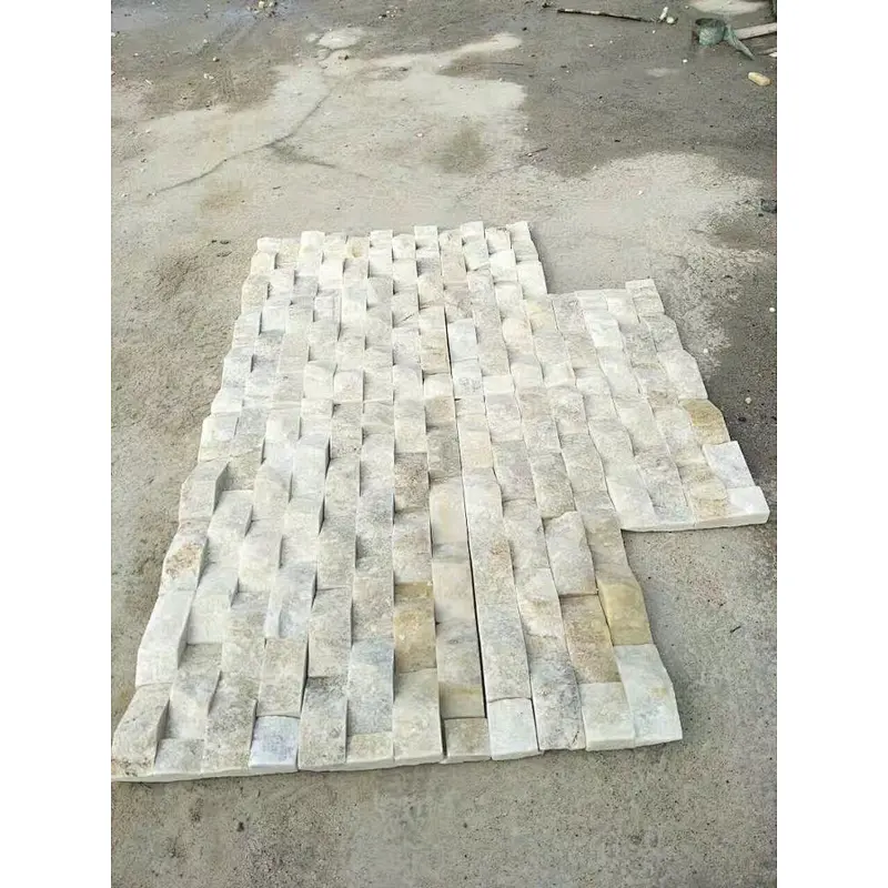 White Quartzite Wave Format stone veneer sheet/stacked stone wall cladding
