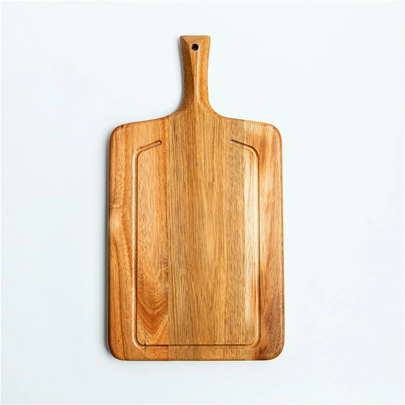 Cheap Special offer kitchen supplies food dinner plate log bamboo rectangular handle tray pizza tray