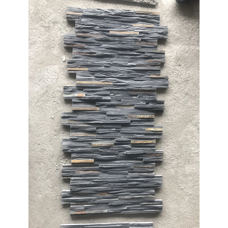 Black with Rust Slate Rough Face Stone Wall Panel Cladding/External Stone Wall Cladding/Culture Stone