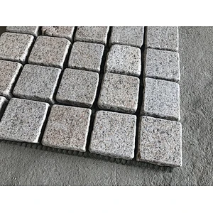 Light Yellow Granite  Flamed  Meshed Net Cut Paving Stone for Sidewalk