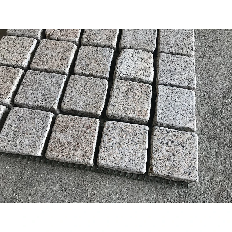 Light Yellow Granite  Flamed  Meshed Net Cut Paving Stone for Sidewalk
