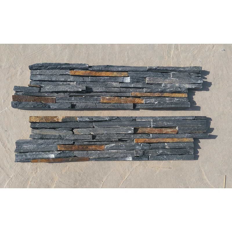 Black with Rust Slate Rough Face Stone Wall Panel Cladding/External Stone Wall Cladding/Culture Stone