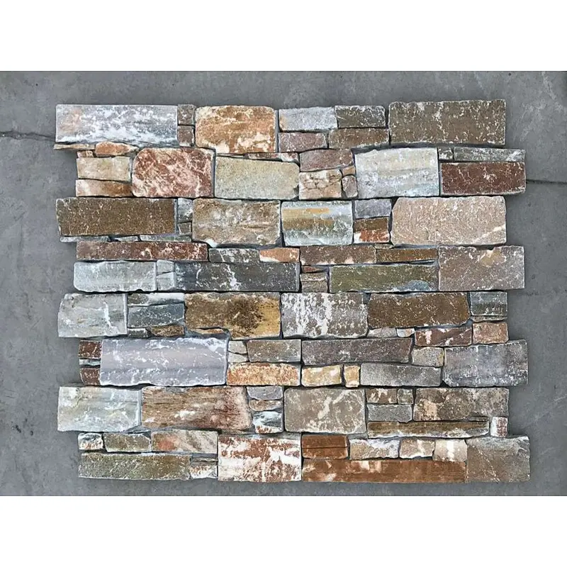 P014 Slate Meshed Cement Back Exterior Stone Wall Tiles Decoration/Cladding Wall Tile/Stone Wall Facade Tiles