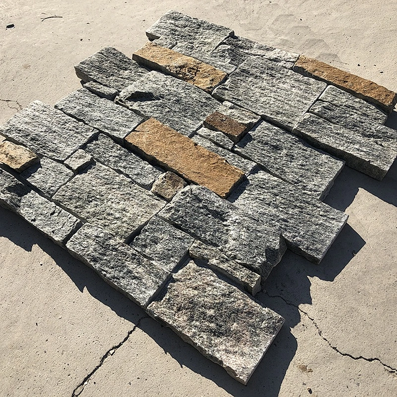 Outdoor Wall Decoration Green Rust Quartzite Ledge Stacked Stone