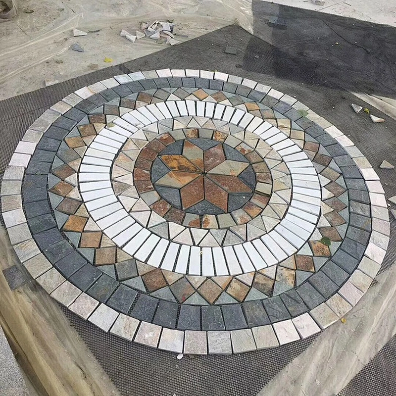Multi Colors Puzzle Swim Pool Natural Slate Stone Mosaic Tile Flooring